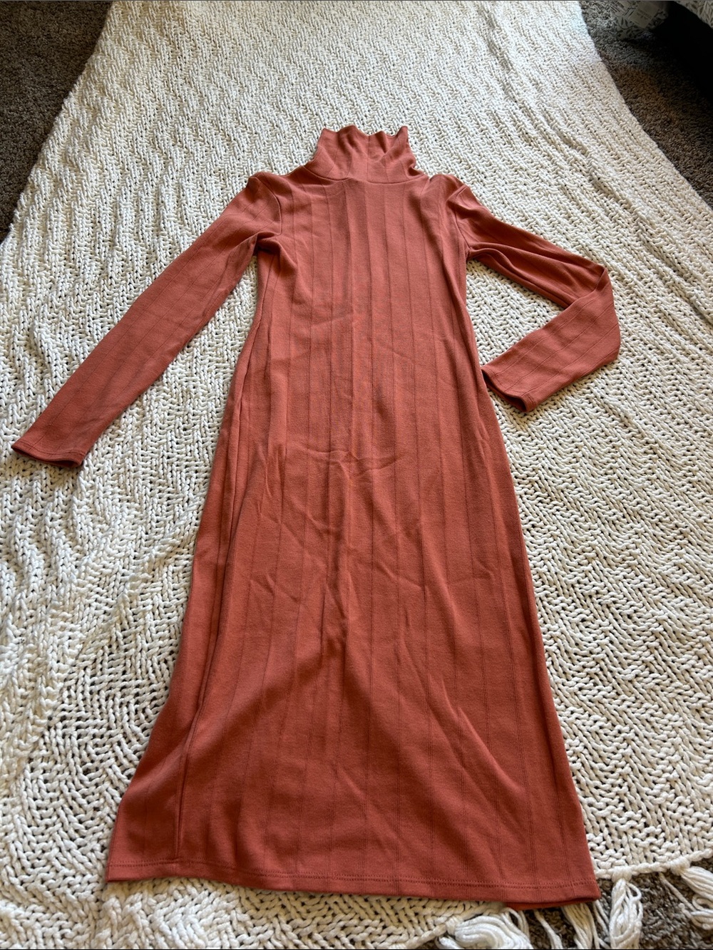 wild fable Ribbed Turtleneck Midi Dress - Rust Orange